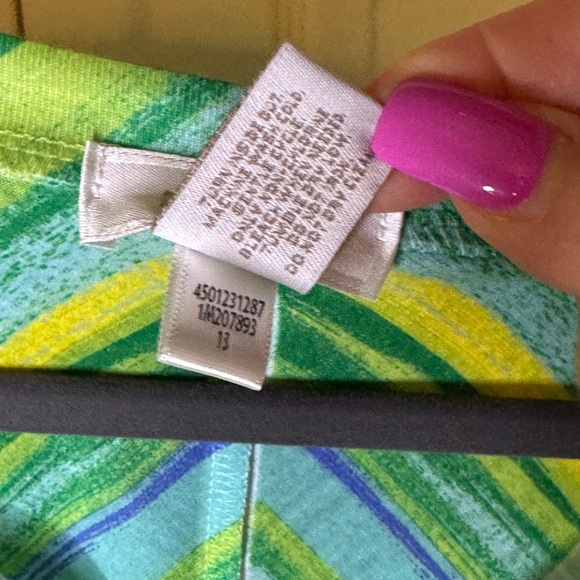 Chico’s short sleeve Green Striped Women's Top size large - Picture 6 of 9